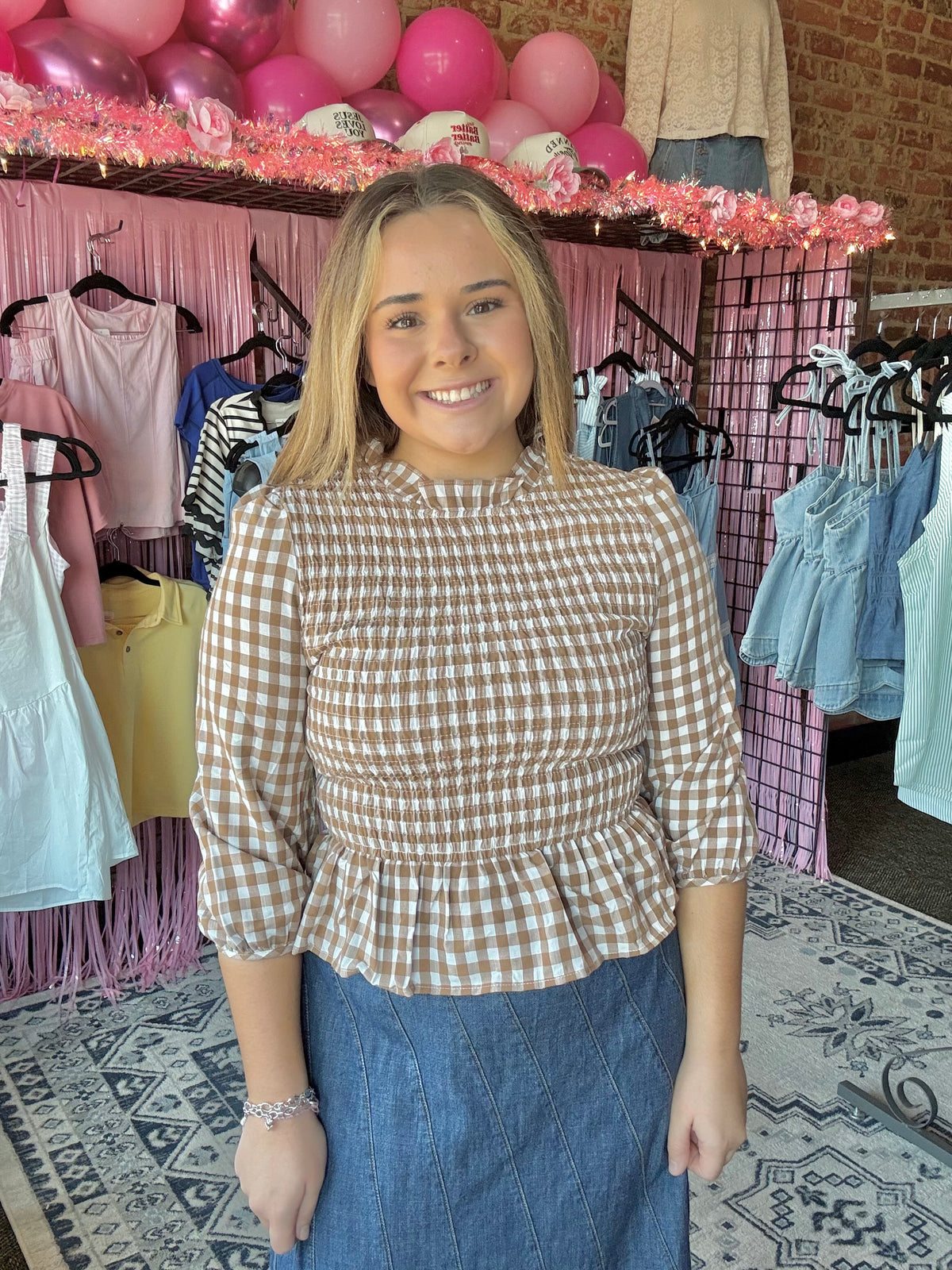 Cocoa Gingham Top