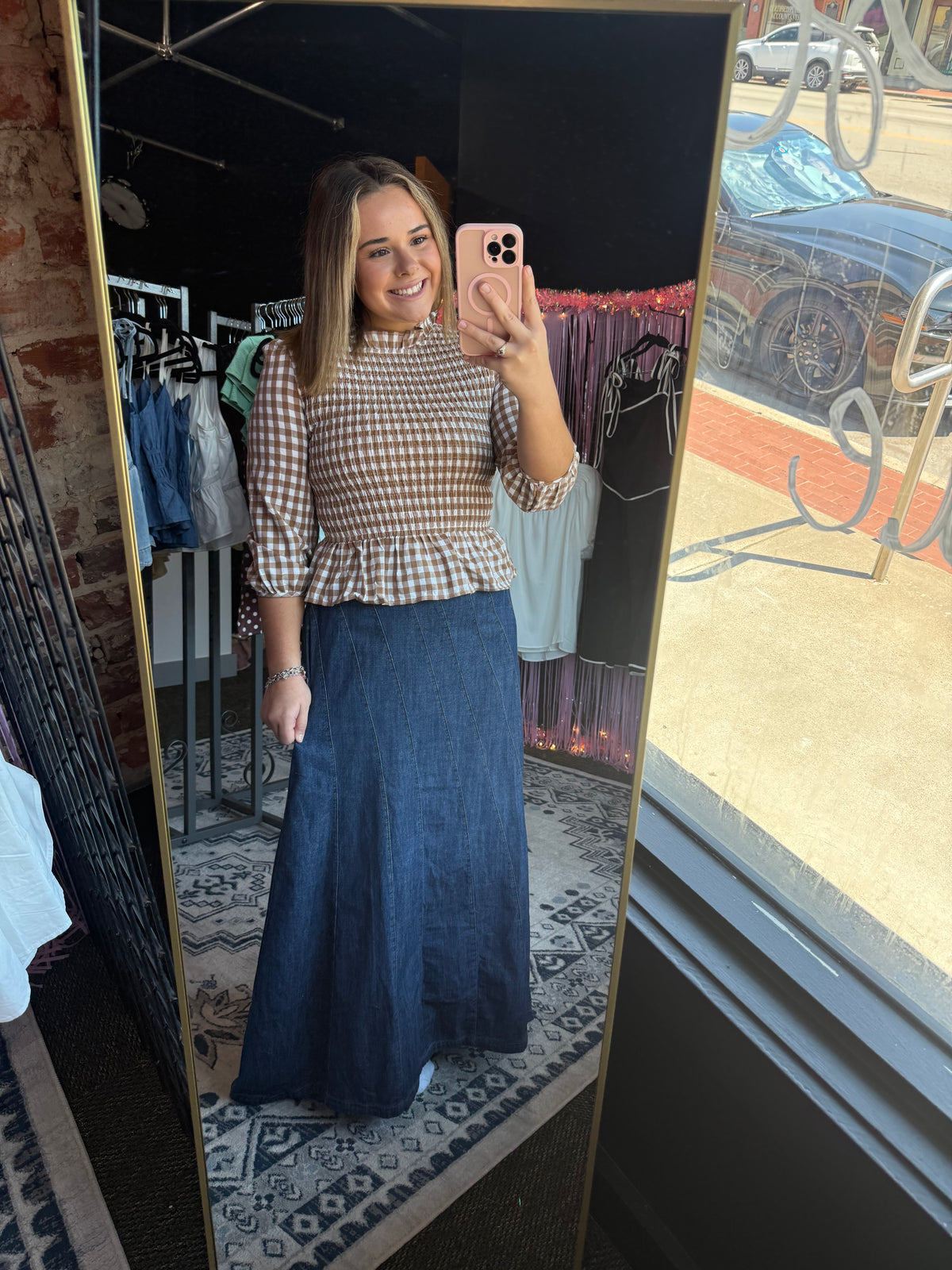 Cocoa Gingham Top
