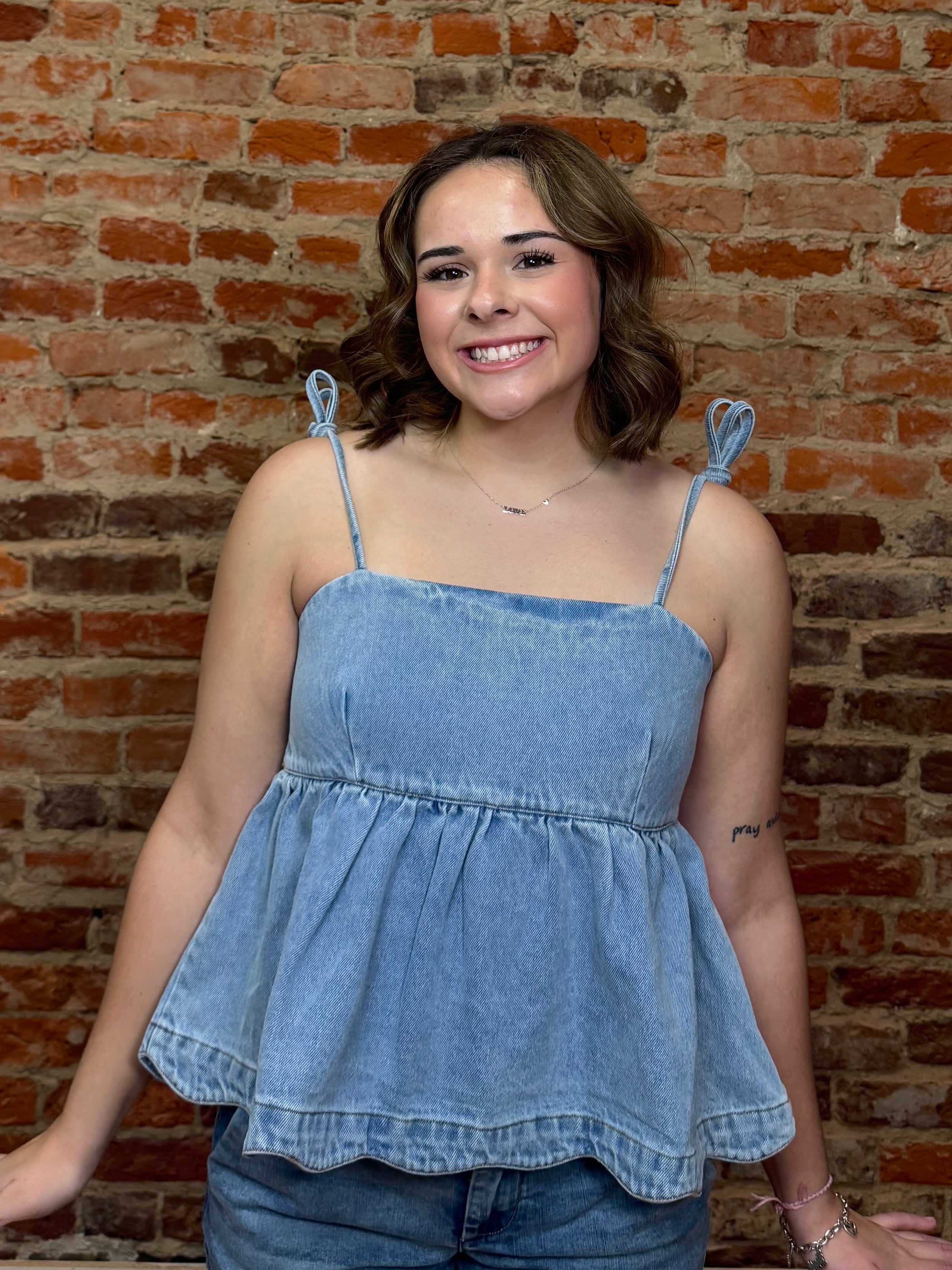 Denim Darling Tie Top